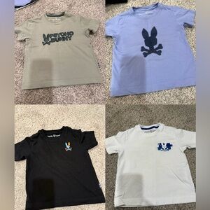 Psycho Bunny Kids Tees in Gray, Blue, Black, and White